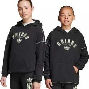 adidas Originals Logo Play Hoodie Youth XS (7-8) Black Trefoil Pullover NWT